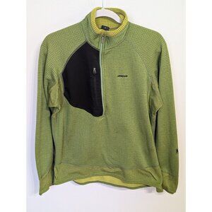 Patagonia Men's M R1 Regulator 1/2 Zip Waffle Fleece Pullover Green Black *Read*